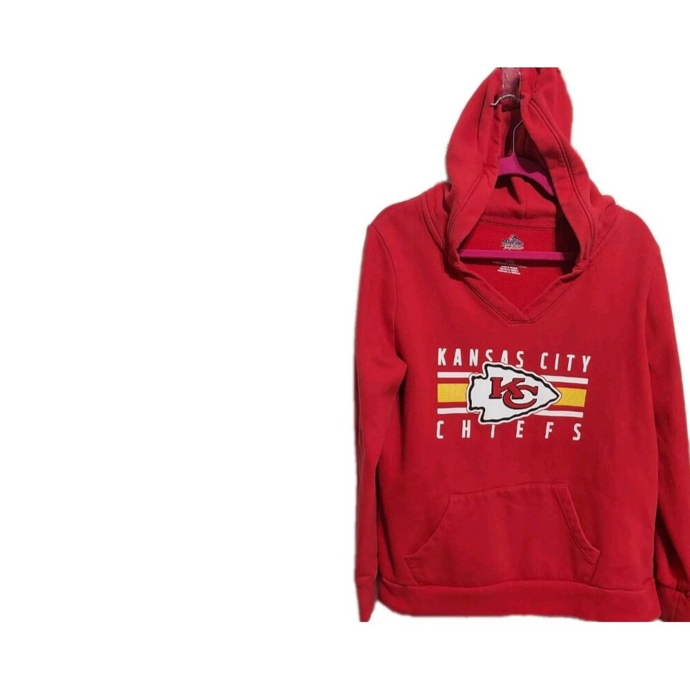 Majestic Fun Fashion Kansas City Chiefs Hoodie Size L Women NFL Red Mahomes